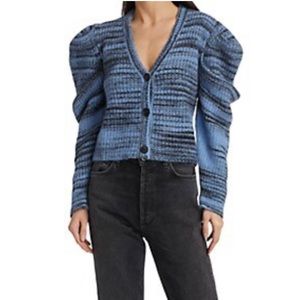 Naadam space dye puff sleeve cardigan
